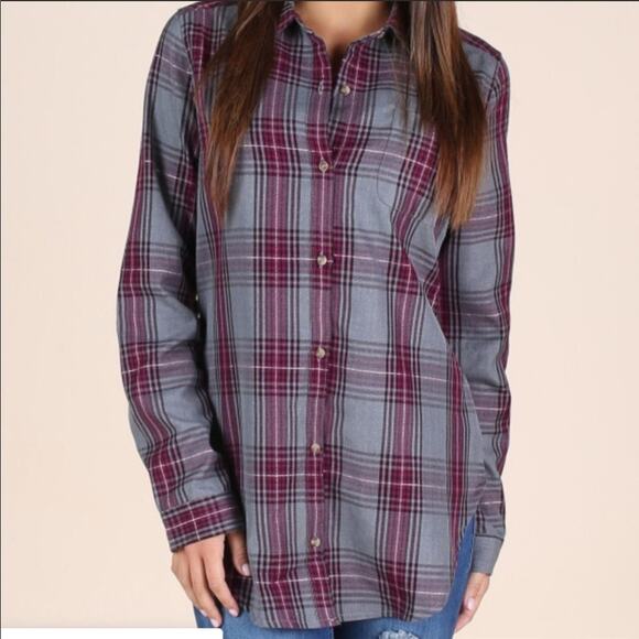 NWOT Altar'd State Torrey Plaid Top M - Picture 1 of 4